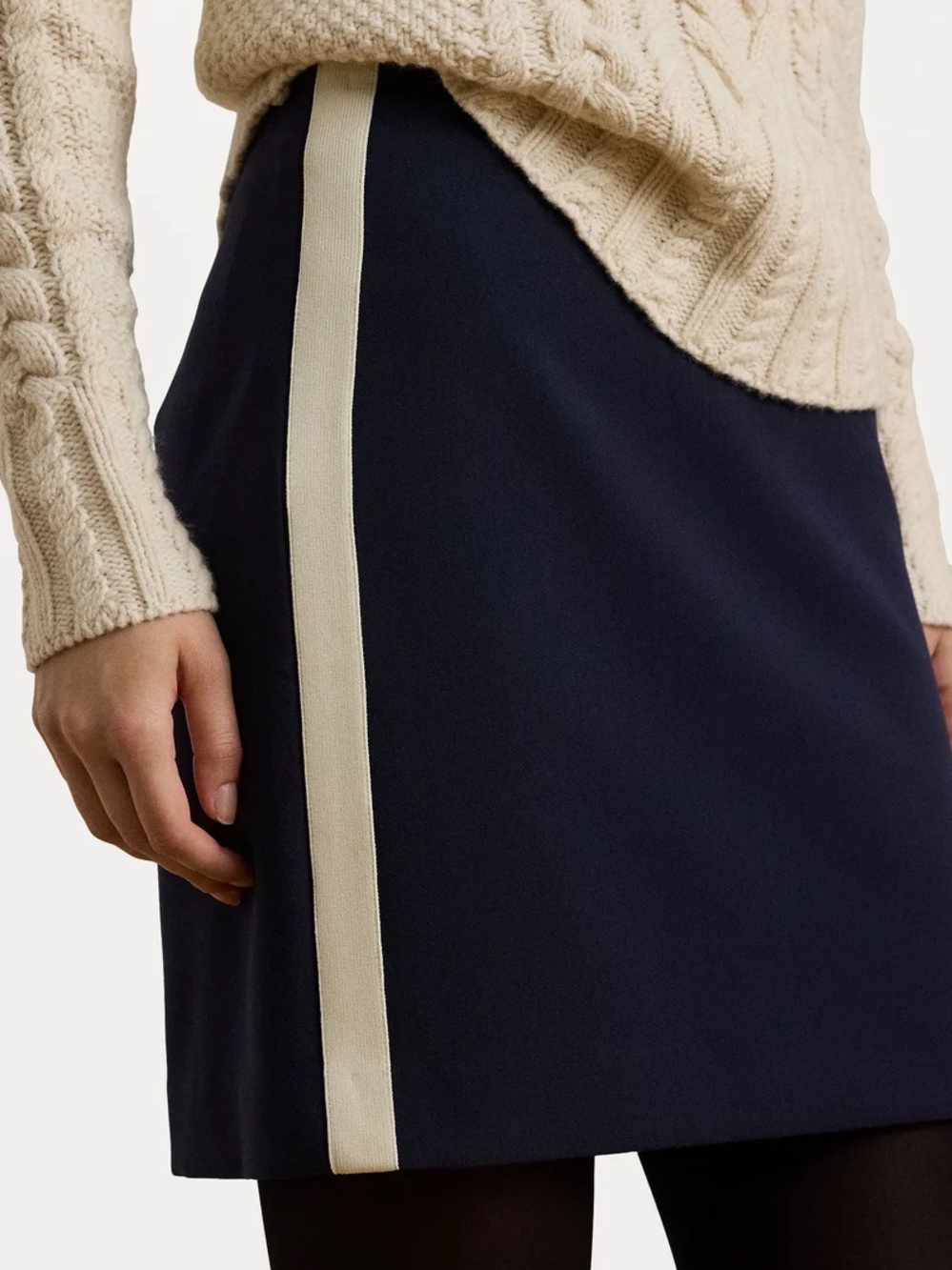 Lauren Women's Navy and Cream Skirt